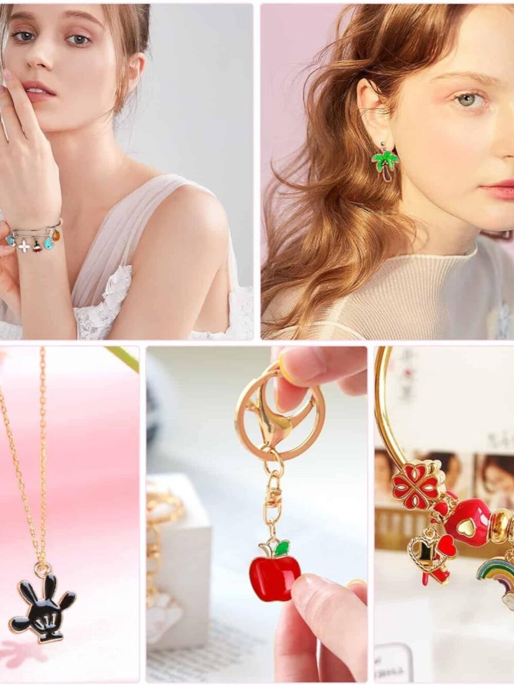 400Pcs Charms for Jewelry Making, Assorted Enamel Bracelet Bangle Charms, Mixed - Picture 3 of 6